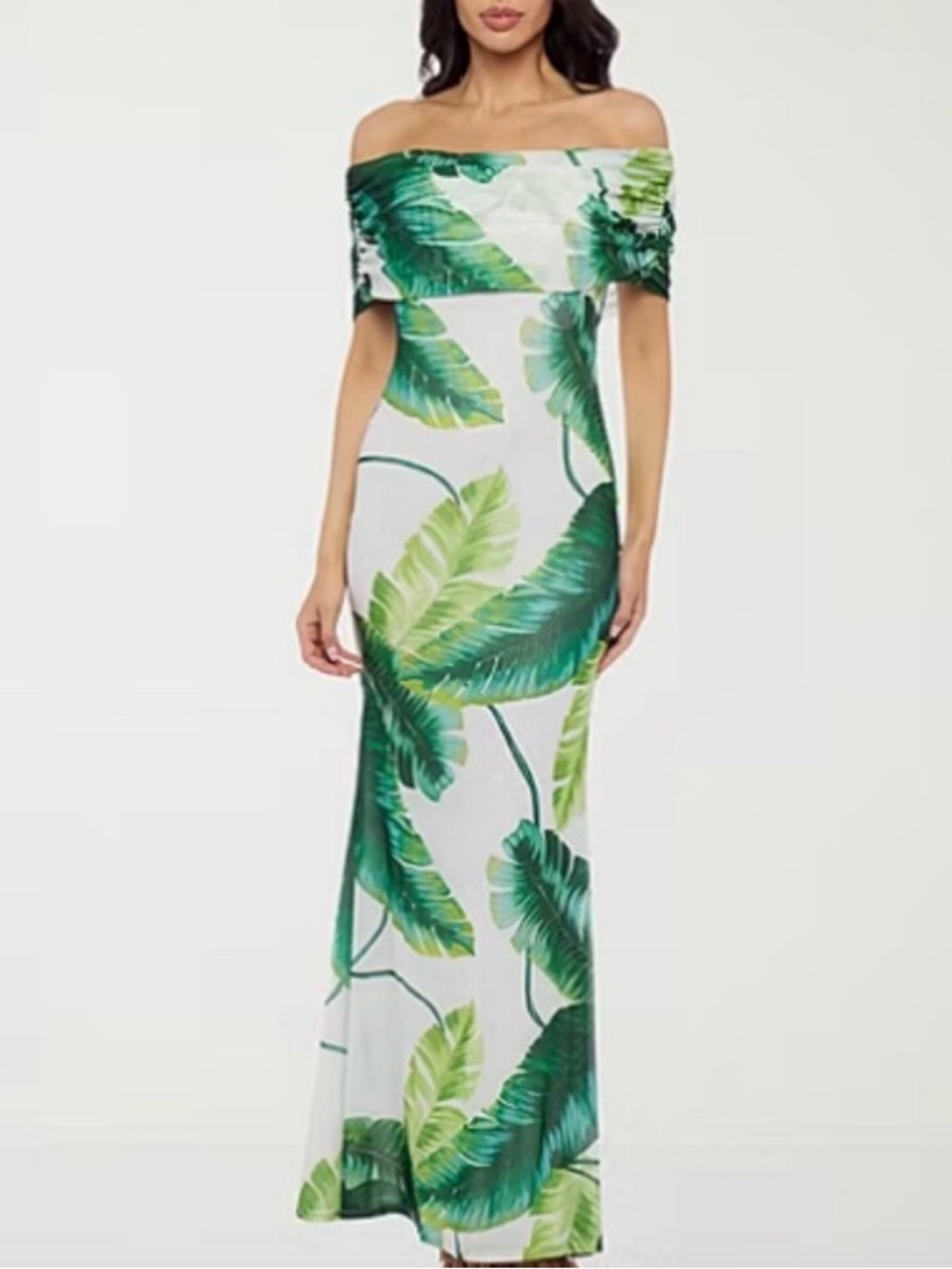 Tropical Green Leaf Maxi Dress - Women